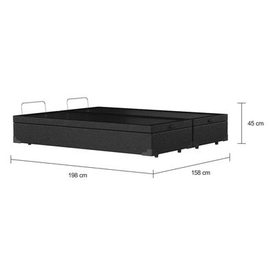 Base para Cama Box Queen Mabel com Baú (45x158x198) Preta