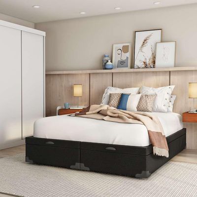 Base para Cama Box Queen Mabel com Baú (45x158x198) Preta