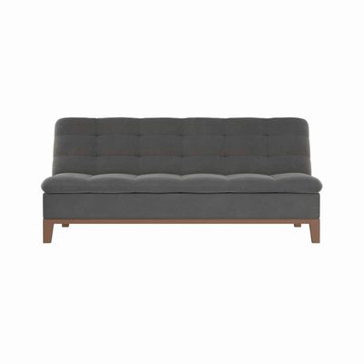 Sofá-Cama 3 Lugares Casal Premium Winner Base e Pés de Madeira Suede Cinza