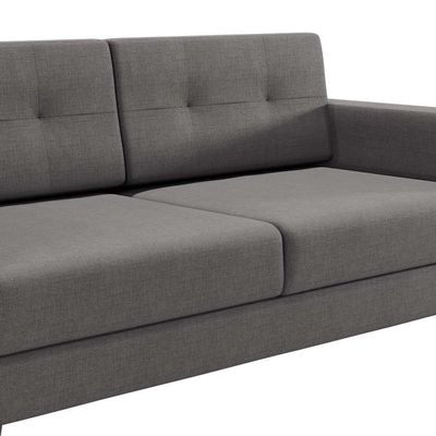 Sofá 2 Lugares Living Pé Palito Linho Cotton Cinza