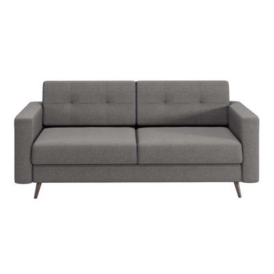 Sofá 2 Lugares Living Pé Palito Linho Cotton Cinza