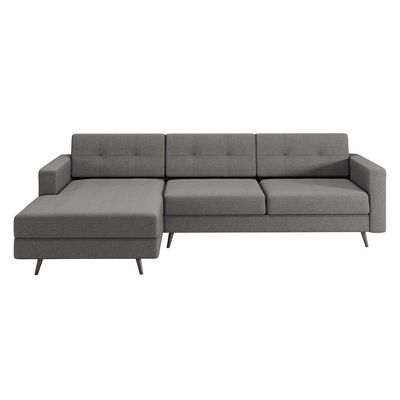 Sofá 3 Lugares Esquerdo Living com Chaise Esquerdo Pé Palito Linho Cotton Cinza