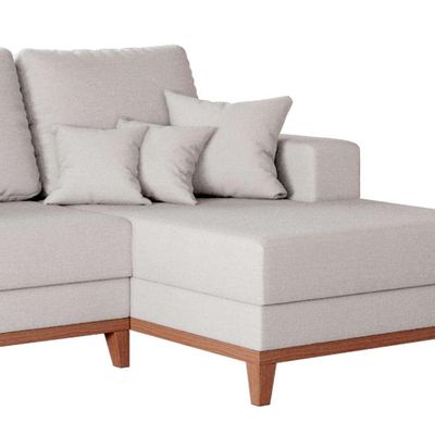 Sofá 3 Lugares Belgrado com Chaise Direito Linho Cru 230 cm