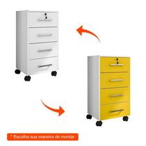 Gaveteiro Gávea Flex Color 4 GV Branco com Amarelo
