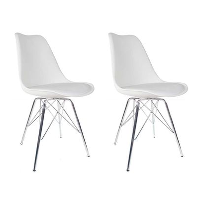 Conjunto com 2 Cadeiras Saar Cromado e Branco