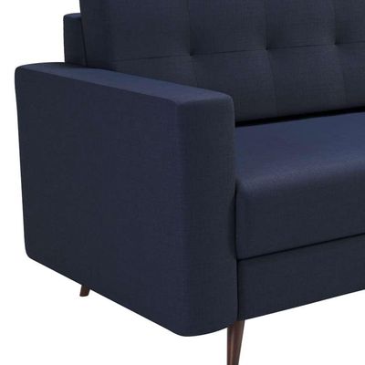 Sofá 3 Lugares Living Pé Palito Linho Cotton Azul Marinho 180 cm