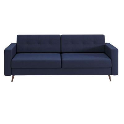 Sofá 3 Lugares Living Pé Palito Linho Cotton Azul Marinho 180 cm