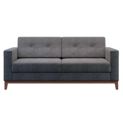 Sofá 2 Lugares Living Pés e Base em Madeira Linho Cotton Cinza