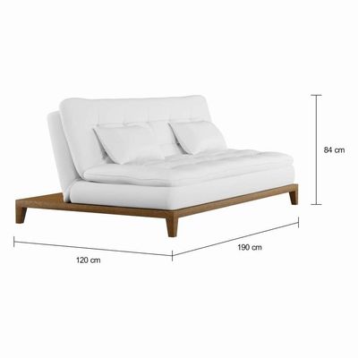 Sofá-Cama 3 Lugares Casal Raridade Base e Pés de Madeira Branco