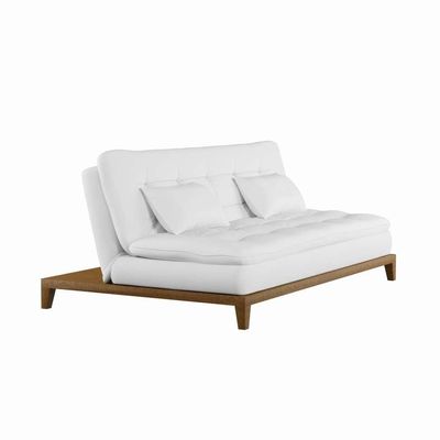 Sofá-Cama 3 Lugares Casal Raridade Base e Pés de Madeira Branco
