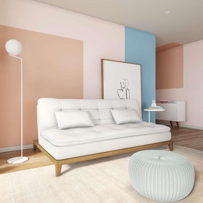 Sofá-Cama 3 Lugares Casal Raridade Base e Pés de Madeira Branco