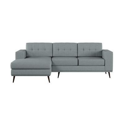 Sofá 3 Lugares Esquerdo Calmness com Chaise Esquerdo Pé Palito Linho Cotton Cinza