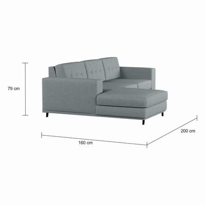 Sofá 3 Lugares Esquerdo Calmness com Chaise Esquerdo Pé Palito Linho Cotton Cinza