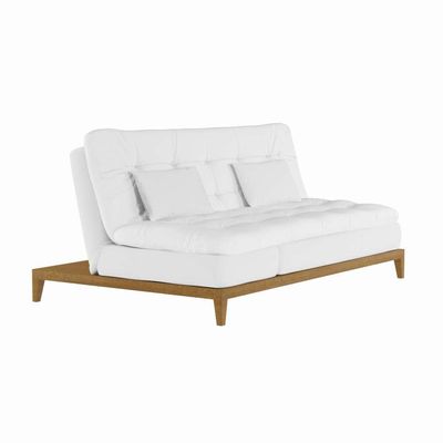 Sofá-Cama 3 Lugares Casal Agatha com Pés de Madeira Branco