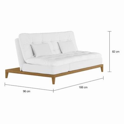 Sofá-Cama 3 Lugares Casal Agatha com Pés de Madeira Branco