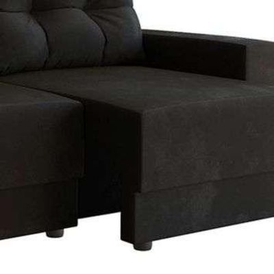 Sofá 3 Lugares Retrátil Colônia Suede Preto 180 cm