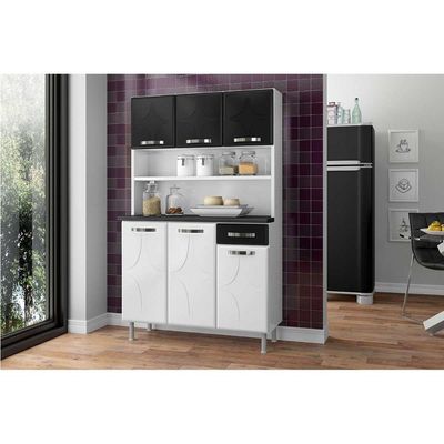 Kit de Cozinha Compacta Rubi Smart c/ 6 Portas e 1 Gaveta 105cm Branco - Telasul