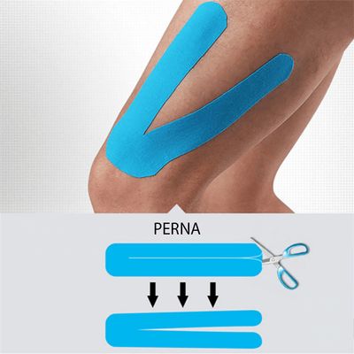 Bandagem Fita Funcional Elástica Adesiva Sports Elástica Azul 5m