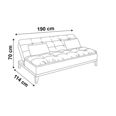 Sofá-Cama 3 Lugares Casal Premium Base e Pés de Madeira Preto