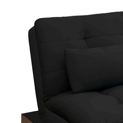 Sofá-Cama 3 Lugares Casal Premium Base e Pés de Madeira Preto