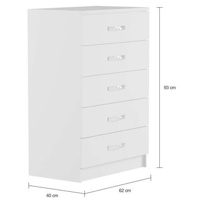 Cômoda Atena 5 Gavetas Evidência Branco