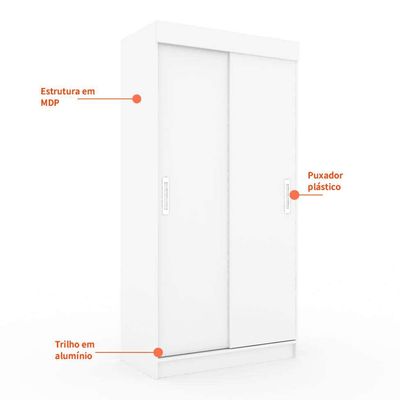 Guarda-Roupa Solteiro Berlim 2PT Branco