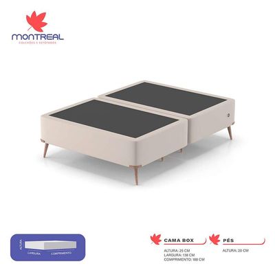 Base para Cama Box Casal com Entrada USB Night (45x138x188 cm) Suede Bege
