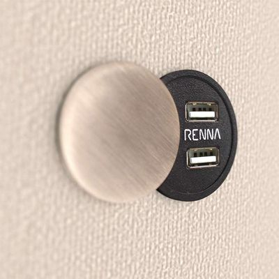 Base para Cama Box Casal com Entrada USB Night (45x138x188 cm) Suede Bege