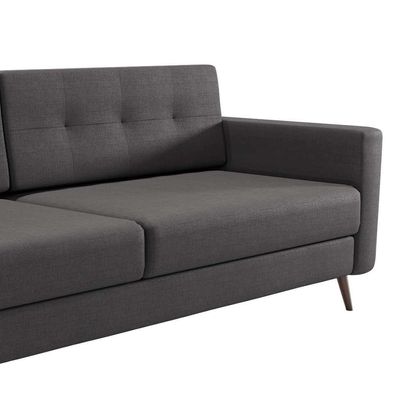 Sofá 3 Lugares Pé Palito Living Linho Cotton Grafite 210 cm