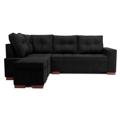 Sofá de Canto 6 Lugares Gávea Suede Preto