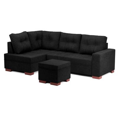 Sofá de Canto 6 Lugares Gávea Suede Preto