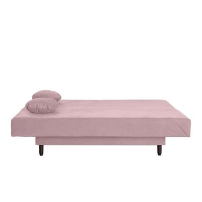 Sofá-Cama Casal 3 Lugares Jimmy Suede Rosa Claro