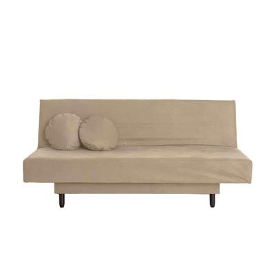 Sofá-Cama Casal 3 Lugares Jimmy Suede Bege