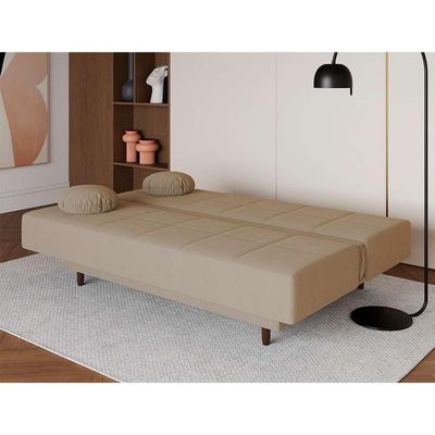 Sofá-Cama Casal 3 Lugares Jimmy Suede Bege