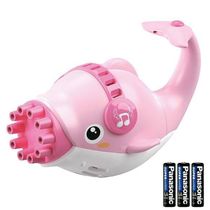 Kit 1 Golfinho Bolha Sabão Criança Infantil+ 3 Pilha Rosa 10