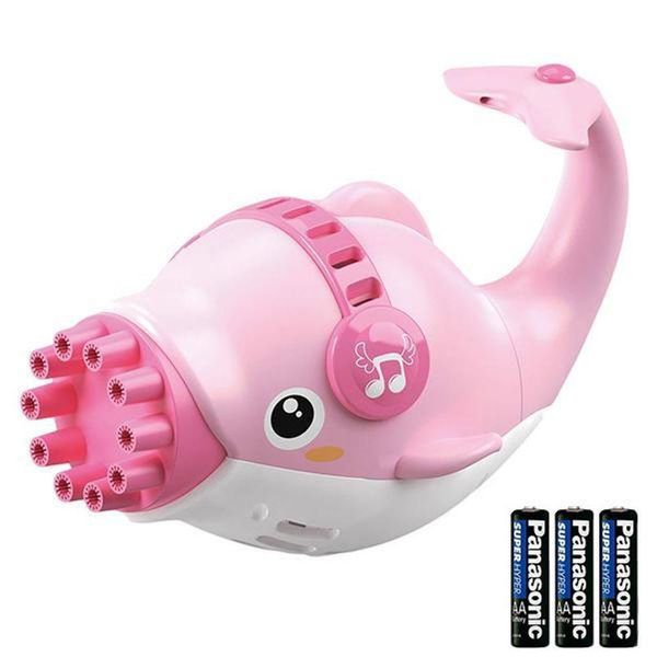 Kit 1 Golfinho Bolha Sabão Criança Infantil+ 3 Pilha Rosa 8