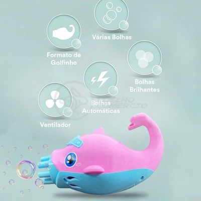 Golfinho Bolhudo Bolhas Sabão Criança Infantil - Rosa E Azul