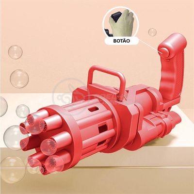 Máquina Elétrica Lança Bolhas Sabão Vermelho