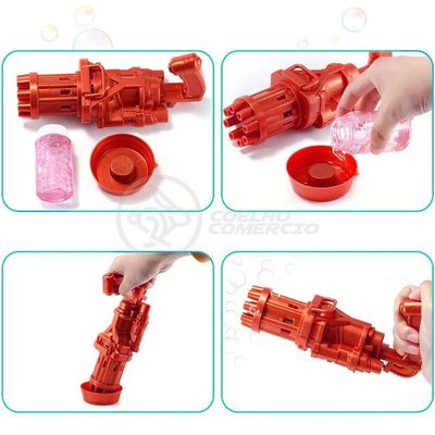 Máquina Elétrica Lança Bolhas Sabão Vermelho