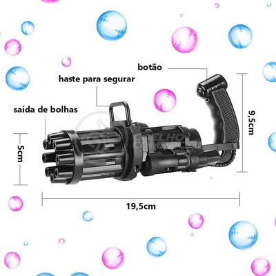 Máquina Elétrica Lança Bolhas Sabão Preto