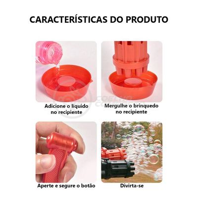Máquina Elétrica Lança Bolhas Sabão Vermelho