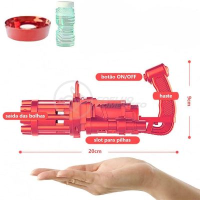 Máquina Elétrica Lança Bolhas Sabão Vermelho