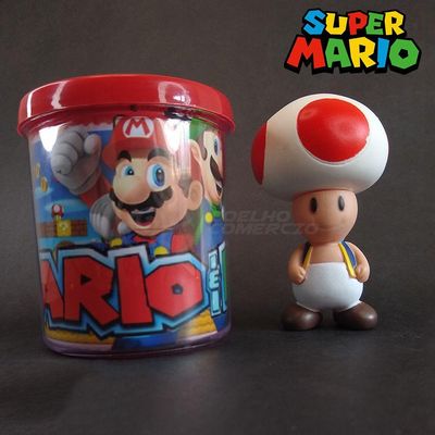 Kit Boneco Toad Cogumelo 10Cm + Caneca Super Mario 350Ml