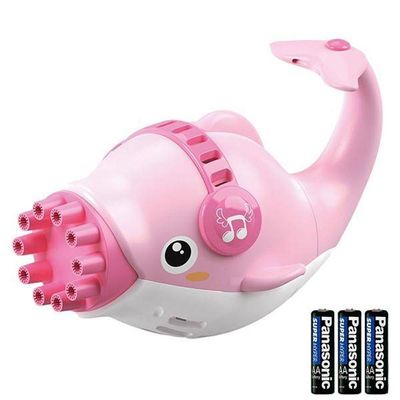 Kit 1 Golfinho Bolha Sabão Criança Infantil+ 3 Pilha Rosa 9
