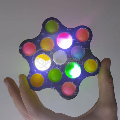 Hand Spinner Pop It Com Luz Led Anti Stress Azul