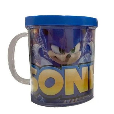 Kit Boneco Sonic Azul Articulado 15Cm + Caneca 350Ml Nº12
