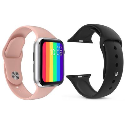 Kit 1 Smartwatch Iwo12 Lite Rosa + 1 Pulseira Preto
