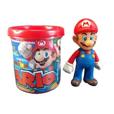 Kit Boneco Mario World Articulado 12Cm + Caneca 350Ml