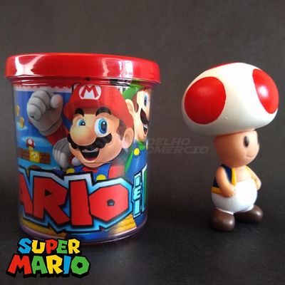 Kit Boneco Toad Cogumelo 10Cm + Caneca Super Mario 350Ml