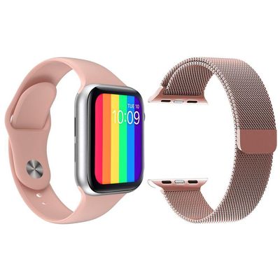 Kit 1 Smartwatch W26 Rosa + 1 Pulseira Extra Rosa